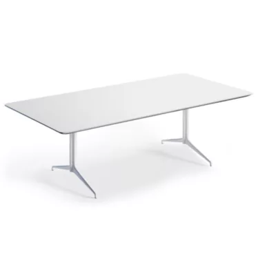 Kvart rektangulært 240x80 cm - Hvit bordplate / Hvitt understell