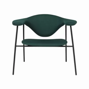Masculo lounge chair - Sennepsfarget Velvet / Matt sort understell