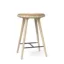 High Stool Lav - Brunt skinn / Mattlakkert eik